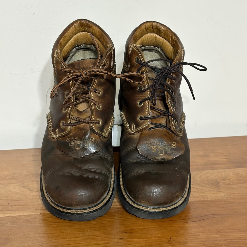Ariat Barn Yard Brown Leather Lace Up Work Boots Kiltie 10001256 Womens 8B